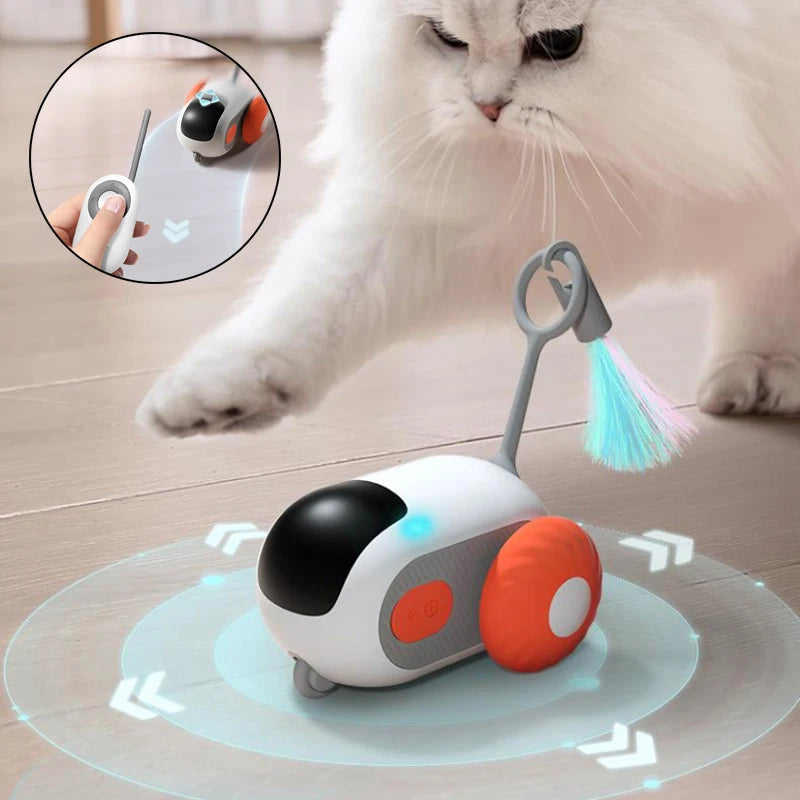 Interaktives Katzenauto mit Fernbedienung & Automatikmodus – USB-aufladbar