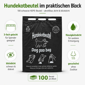 Hundekotbeutel 20x32+3cm - Im Block zu je 100 Stück - Produktbild 2