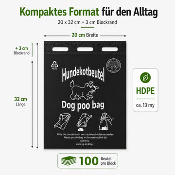 Hundekotbeutel 20x32+3cm - Im Block zu je 100 Stück - Produktbild 4