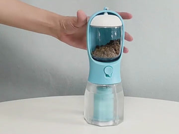 3-in-1 Trinkflasche für Hunde mit Futterfach & Kotbeutelspender – 300 ml